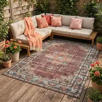 FRAAI Utomhusmatta | Kairo Medaillon bourgogne hos Volero | 230x330 cm | Polyester | | Rektangulär | Plattvävd