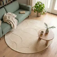 FRAAI Rund skandinavisk matta | Charm Circles beige | Ø 160 cm | Syntet | Enfärgad | Rund | Låg lugg
