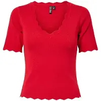 Pieces Blusar PCJULINE SS V-NECK KNIT kvinnor - Röd - EU S
