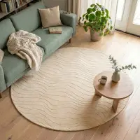 FRAAI Rund skandinavisk matta | Charm Waves beige hos Volero | Ø 120 cm | Syntet | Ränder | Rund | Låg lugg