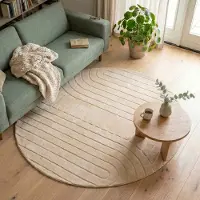 FRAAI Rund skandinavisk matta | Charm Arches beige hos Volero | Ø 230 cm | Syntet | Enfärgad | Rund | Låg lugg