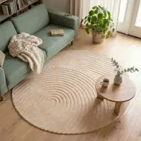 FRAAI Rund skandinavisk matta | Charm Curves beige hos Volero | Ø 200 cm | Syntet | Enfärgad | Rund | Låg lugg