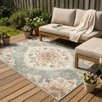 FRAAI Vintage utomhusmatta | Santo Mandala olivgrön | 160x230 cm | Polyester | Blommig | Rektangulär | Plattvävd