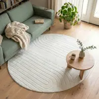 FRAAI Rund skandinavisk matta | Charm Arches vit hos Volero | Ø 160 cm | Syntet | Enfärgad | Rund | Låg lugg