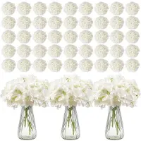 Vevor Konstgjorda Blommor, 305 st. Verkliga Vit Siden Hortensia Bulk, Vit Konstgjord Möhippa med Stjälkar för DIY Bröllopsbuketter, Hemdekorationer, Festbordsdekorationer