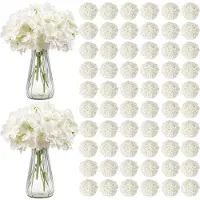 Vevor Konstgjorda Blommor, 205 st. Verkliga Vit Siden Hortensia Bulk, Vit Konstgjord Möhippa med Stjälkar för DIY Bröllopsbuketter, Hemdekorationer, Festbordsdekorationer
