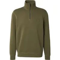 BOSS för män. 50468926 Sweatshirt med polokrage och halv dragkedja i grönt (XL), Casual, Bomull