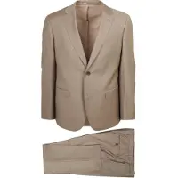 Suitable Passande Kostym Sharkskin Ull Sand Beige Storlek