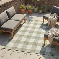 FRAAI Utomhusmatta | Ranch Checkerboard grön hos Volero | 120x170 cm | Polypropen | Block | Rektangulär |