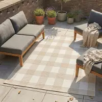 FRAAI Utomhusmatta | Ranch Checkerboard beige hos Volero | 200x290 cm | Polypropen | Block | Rektangulär |