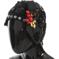 Dolce&Gabbana Elegant Svart Crystal-Prydd Cloche Damhatt