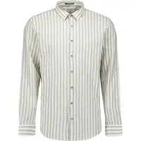 No-excess Skjorta Cotton Linen Ränder Taupe Storlek
