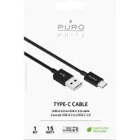 Puro White USB-A USB-C-kabel 1m - Svart