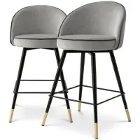 Eichholtz Cooper barstolar roche light grey velvet 2-set