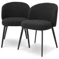 Eichholtz Lloyd matstol bouclé black 2-pack