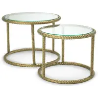Eichholtz Addison sidobord antik mässing 2-set