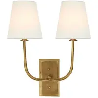 Visual Comfort Hulton vägglampa dubbel antik mässing