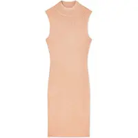 Armani Exchange för kvinnor. XW001875AF11957M4014 Midiklänning med hög krage nude (M), Casual, Parti, Viskos, Ärmlös / Hängselbyxor, Nak