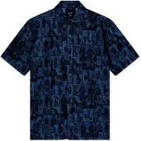 Armani Exchange för män. XM002809AF24509FB416 Marinblå jeansskjorta (M), Casual, Bomull, Kort ärm, Marino