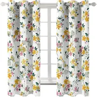 Yiran Furniture Blomma Vintage Blommor Luktfria Tunna Fönster Gardiner för Barn Vardagsrum Sovrum Badrum Dörr Kicthen Inredning Persienner Hall 2 Stycken W70 X H185(CM)X2&Grommet Top