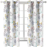 Yiran Furniture Blomma Vintage Blommor Luktfria Tunna Fönster Gardiner för Barn Vardagsrum Sovrum Badrum Dörr Kicthen Inredning Persienner Hall 2 Stycken W120 X H270(CM)X2&Hook