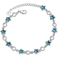 YIRAN Jewelry Ny Ankomst Mode Atmosfär Blixt 925 Sterlingsilver Smycken Blå Femuddig Stjärna Kristall Söta Armband Sb156 gray