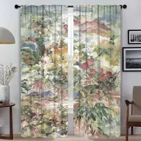 Household supplies MH Köksgardiner för vardagsrum Blommor Heminredningsgardiner 2 stycken Rullgardiner Tyg för sovrum Halloweendekoration Avskärmning W50xH70cmx2pcs-CL
