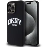 DKNY Liquid Silicone Vit tryckt logotyp MagSafe iPhone 14 Pro-fodral - Svart