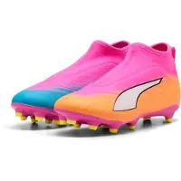 Puma Ultra 6 Match Laceless + FG/AG Showtime - Rosa/White/Orange/Blå/Svart Barn, storlek 35