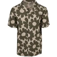 KnowledgeCotton Apparel Kortärmad Skjorta Linneblandning Olivgrön Beige Grön Storlek