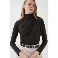 Bigdart Tajt polokrage blus med draperingsdetalj