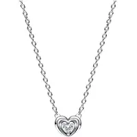 Pandora Moments Brilliant Heart Trendig Kubisk Zirkonia 925 Silver Halsband Damhalsband 392494C01 Box