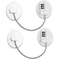 INF Kombinationslås för Kylskåp Utan Borrning, Ovalt Lösenordslås, Standardstorlek (2-pack) White