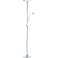 Eglo BAYA 1 golvlampa i krom med vita skärmar på upplysnings- och läsarm