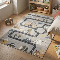 Little Olly Tvättbar barnmatta | Ravi Road flerfärgad hos Volero | 80x150 cm | Polyester | Asymmetrisk | Rektangulär | Låg lugg