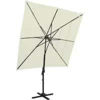 vidaXL Trädgårdsparasoll med ventilation och stång sand 250x250 cm