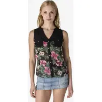 KOROSHI Blus kräm / oliv / ljusrosa / svart