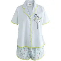 Cath Kidston Kort pyjamas 'Stanley Dog' pastellblå / kiwi / svart