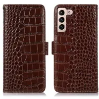 Mtp Products Crocodile Serie Samsung Galaxy S23+ 5G Läder Plånboksfodral med RFID - Brun