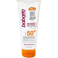 Babaria Crema Solar facial Rosa Mosqueta SPF-50+ Anti-manchas Anti-arruGas resistente al agua tubo 75 ml