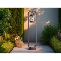 TRIO Lighting Pollare uthomus SAMBESI, dimbar, Brun / rost, Aluminium / grå / zink, Modern, Utomhuslampa