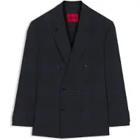 HUGO Modern-fit blazer in checked virgin wool