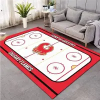 Karpetti Ishockey 3D Matta Matta för Matsal och Vardagsrum Halkfri Maskintvättbar Områdesgolvmatta Mjuk Sovrum Sportmatta 80x120cm