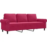 vidaXL 3-sitssoffa vinröd 180 cm sammet