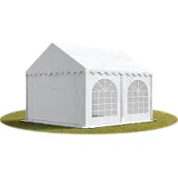 TOOLPORT 3x3 m partytält, med bottenram, PVC 750, vit