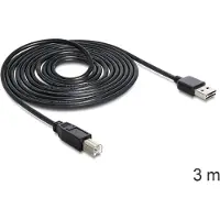 DeLOCK USB-kabel USB 2.0 USB-A kontakt, USB-B kontakt 3.00 m Svart Tillämplig kontakt på båda sidor, guldpläterad kontakt, UL-certifierad 83360