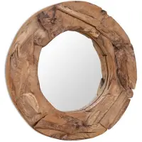 vidaXL Prydnadsspegel teak 60 cm rund