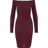 Urban Classics Off Shoulder Glitter Klänning Med Långa ärmar