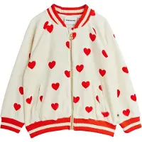 Mini Rodini Cardigan - Velour - Hearts - Vit - - 8-9 år (128-134) - Cardigan