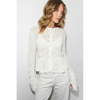 Gina Tricot  - Knitted crochet cardigan - koftor & cardigans - Vit - S - Dam